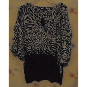 Slim Factor by Investments 3/4 sleeve‎ NWT black white size xl